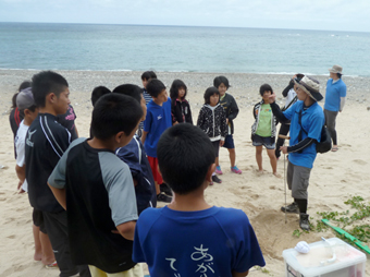2015年夏開校予定の美ら島自然学校前の砂浜を利用 「ウミガメから学ぶ環境学習」を実施！