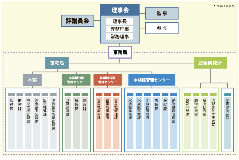 一般財団法人沖縄美ら島財団組織図