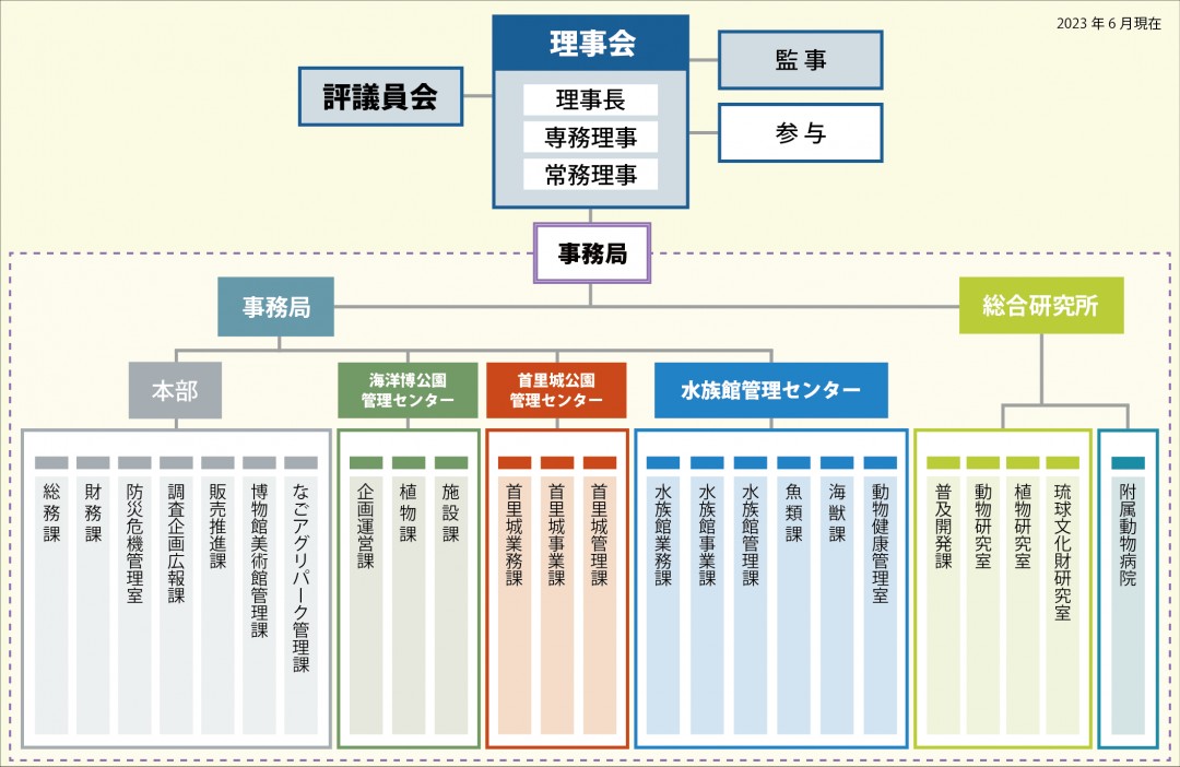 一般財団法人沖縄美ら島財団組織図