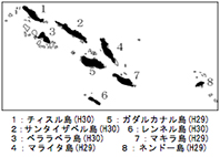 図-1　調査対象の8島嶼と調査予定年度