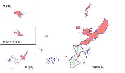 図-1　在来作物遺伝資源収集対象地域(橙色)